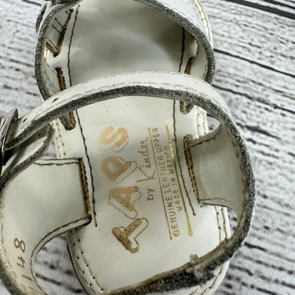 Taps Floral Sandals Infant Size 11 Baby Hook & Loop Play Dress Shoes - White - Picture 6 of 8